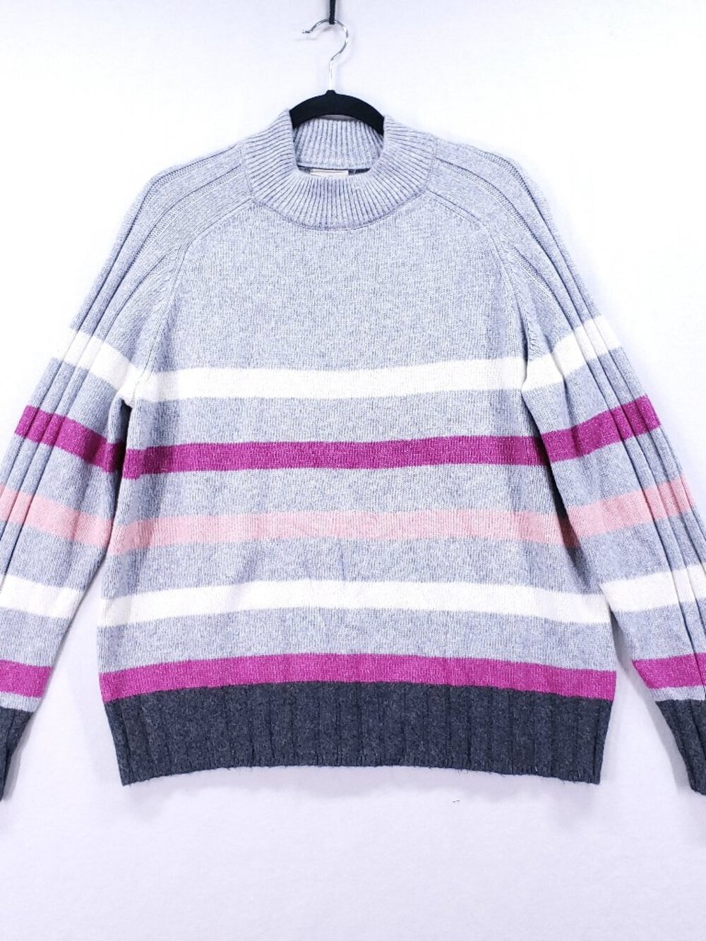 St. John’s Bay Pullover Sweater Size XXL Striped Knit Mock Neck Cute Casual